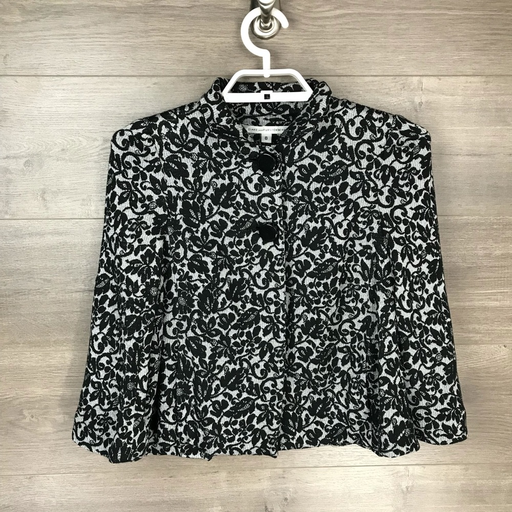 Diane Von Furstenberg Floral Print Cardigan Sweater Jacket